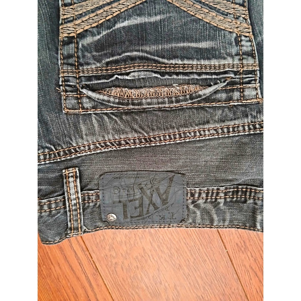 Axel Brand Men's Gray Medium Wash Straight Leg Denim Jeans 5-Pocket Logo